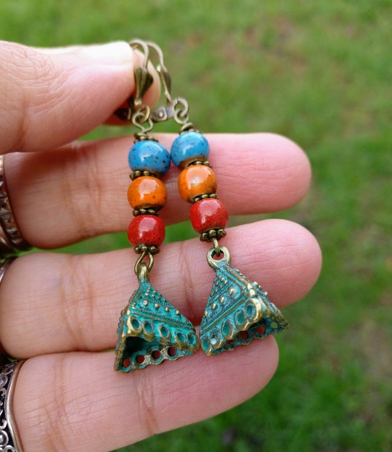 Boho Earrings Colorful Earrings Long Earrings Bohemian Etsy