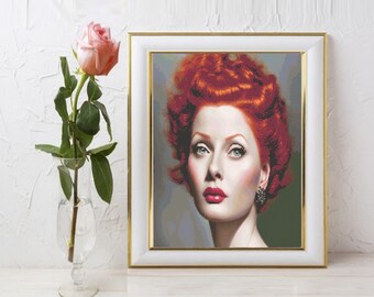 I Love Lucy Counted Cross Stitch Pattern, Lucille Ball Cross Stitch Pattern