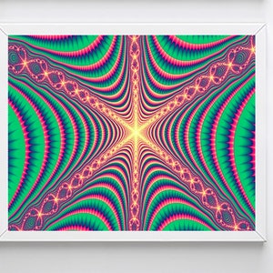 Abstract Fractal Art Counted Cross Stitch Pattern, Psychedelic
