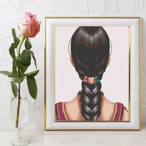 Princess Cross Stitch Pattern, Pocahontas Counted Cross Stitch Pattern, Sketch Art, Girls Bedroom Decor, Nursery Decor, Kids Room Decor