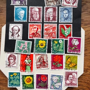 Vintage Swiss Stamps: Pro Juventute Collection, 25 Unique Helvetia Stamps