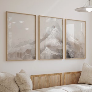 Set Of 3 Abstract Art, Mountain Modern Print, Mountain Abstract Wall Art,  Art Home, Digital Instant Download Print, Home Decor Art Print