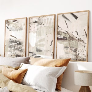 Set Of 3 Abstract Art, Beige Pastel Print, Neutral Geometric Wall Art,  Home Art Print , Digital Prints, Modern Wall Print, Gallery Wall Set
