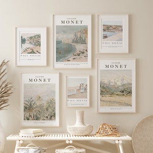 Monet Print Set of 6, Gallery Wall Art, Claude Monet Art Exhibition Poster, Pastel Tones Monet Poster, Art Print, Home Decor Claude Monet