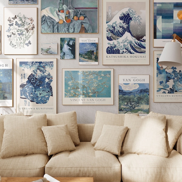 Set di stampe artistiche da parete Blue Gallery: Monet, Matisse (download digitale)