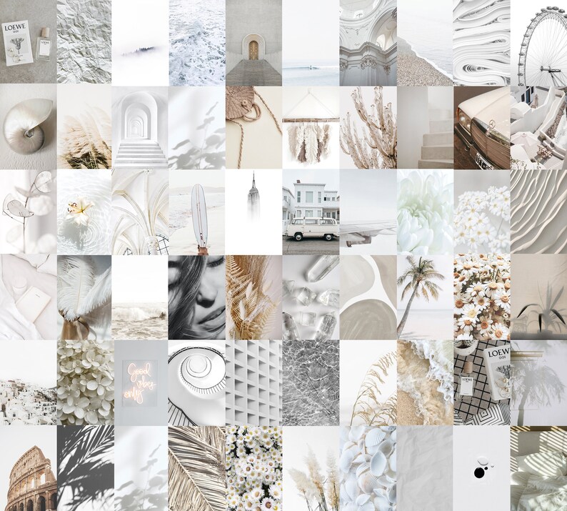 White Photo Wall Collage Kit Aesthetic Collage Kit Printable - Etsy