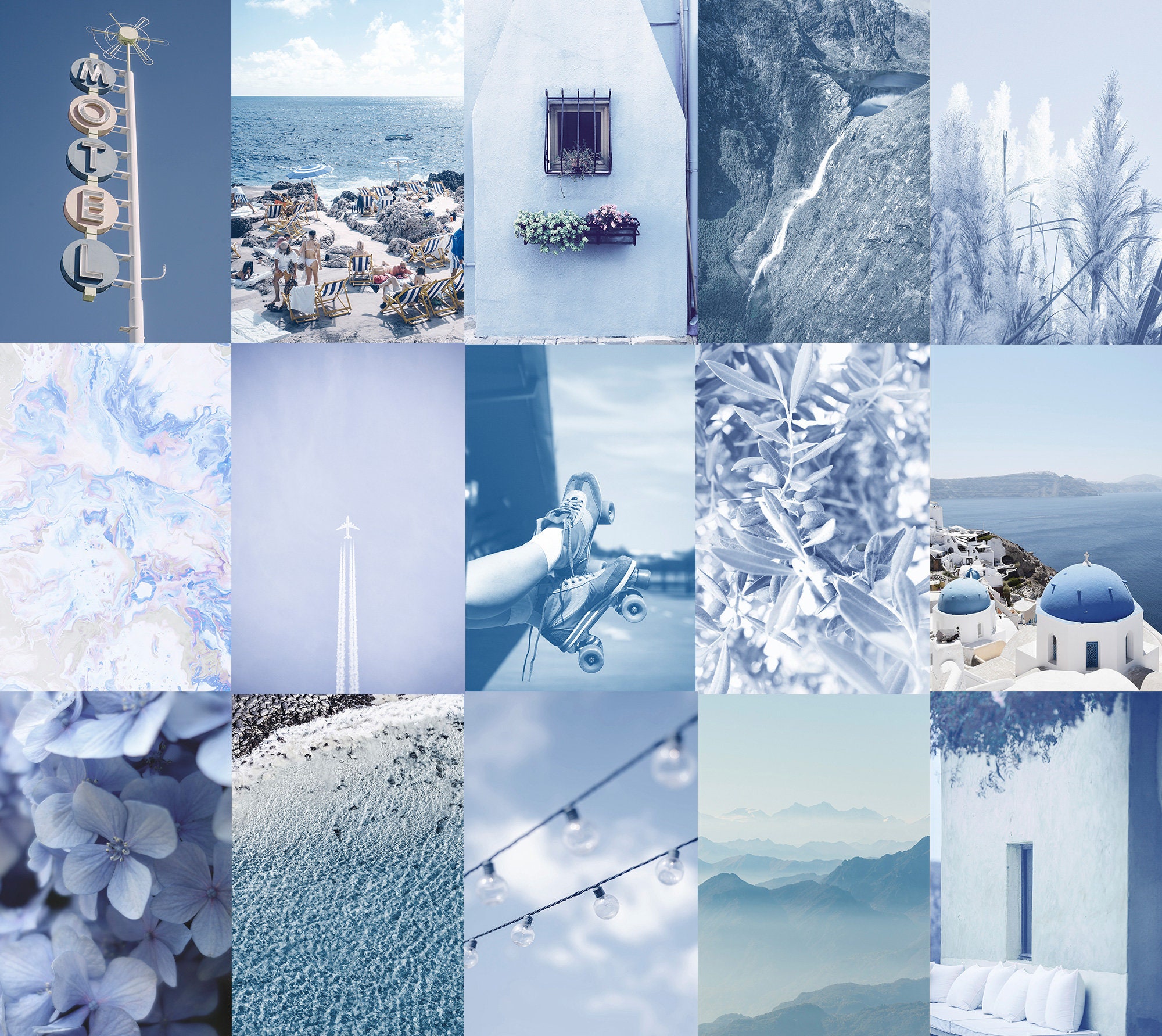 Blue Wall Collage Kit Blue Aesthetic Collage Kit, Printable Collage Kit
