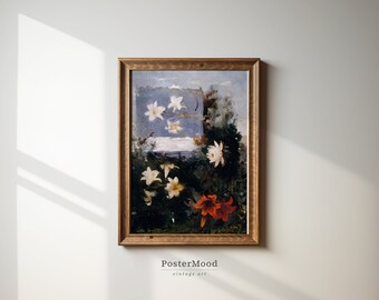 ヴィンテージの花の油絵｜アンティーク植物静物画（印刷用ダウンロード