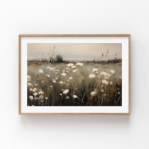 Moody Landscape Print, Vintage PRINTABLE Art, Wildflower Painting, Dark Pastoral Landscape Print, Antique Scenery Home Decor