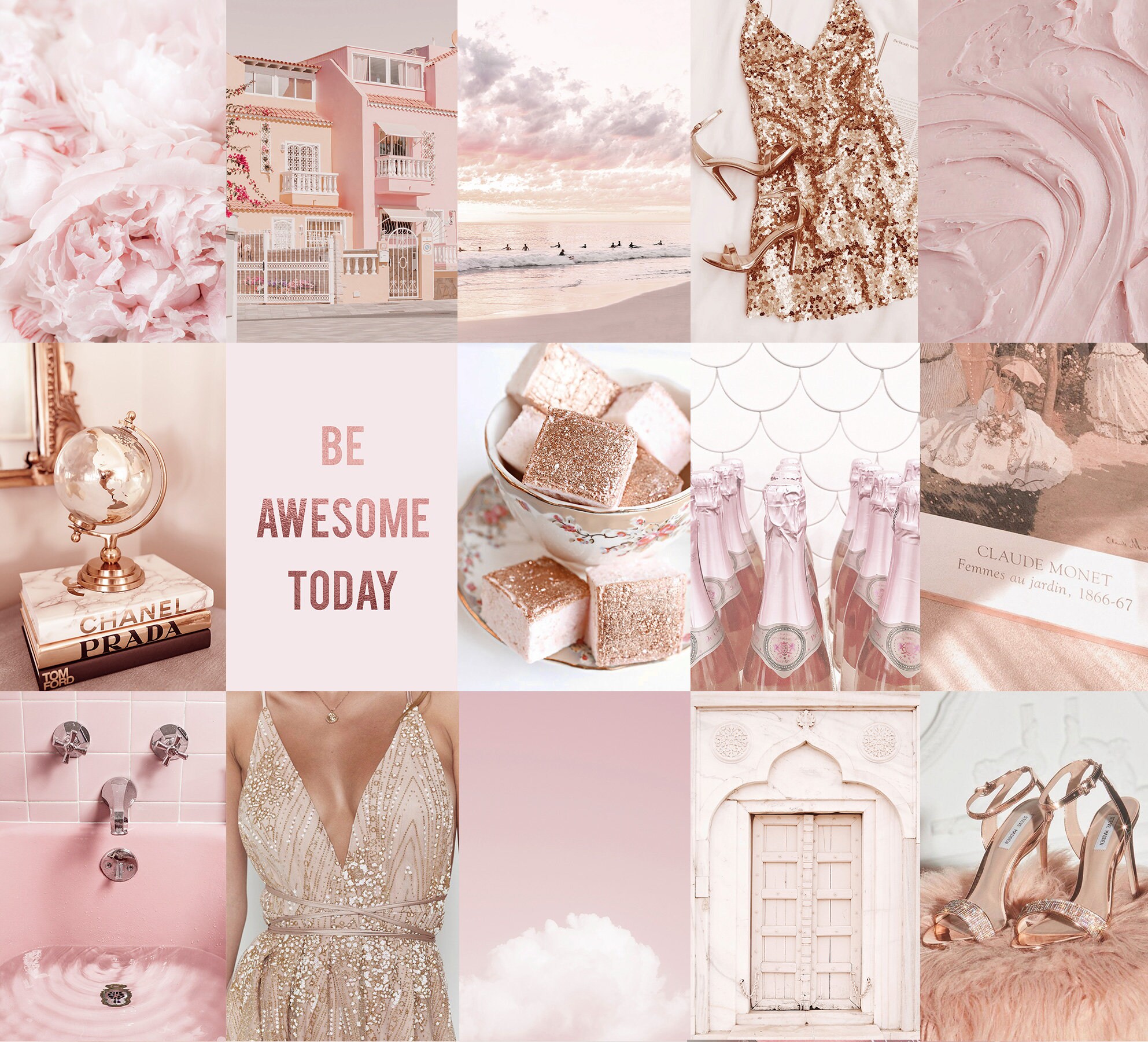  Rose Gold Aesthetic Wall Collage Kit - by Boho Cove
