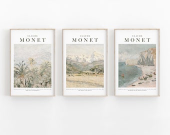 Claude Monet Set of 3, Monet Poster, Minimalist Gallery Wall, Monet Exhibition Prints, Printable Wall Decor, Printable Poster, Wall Art