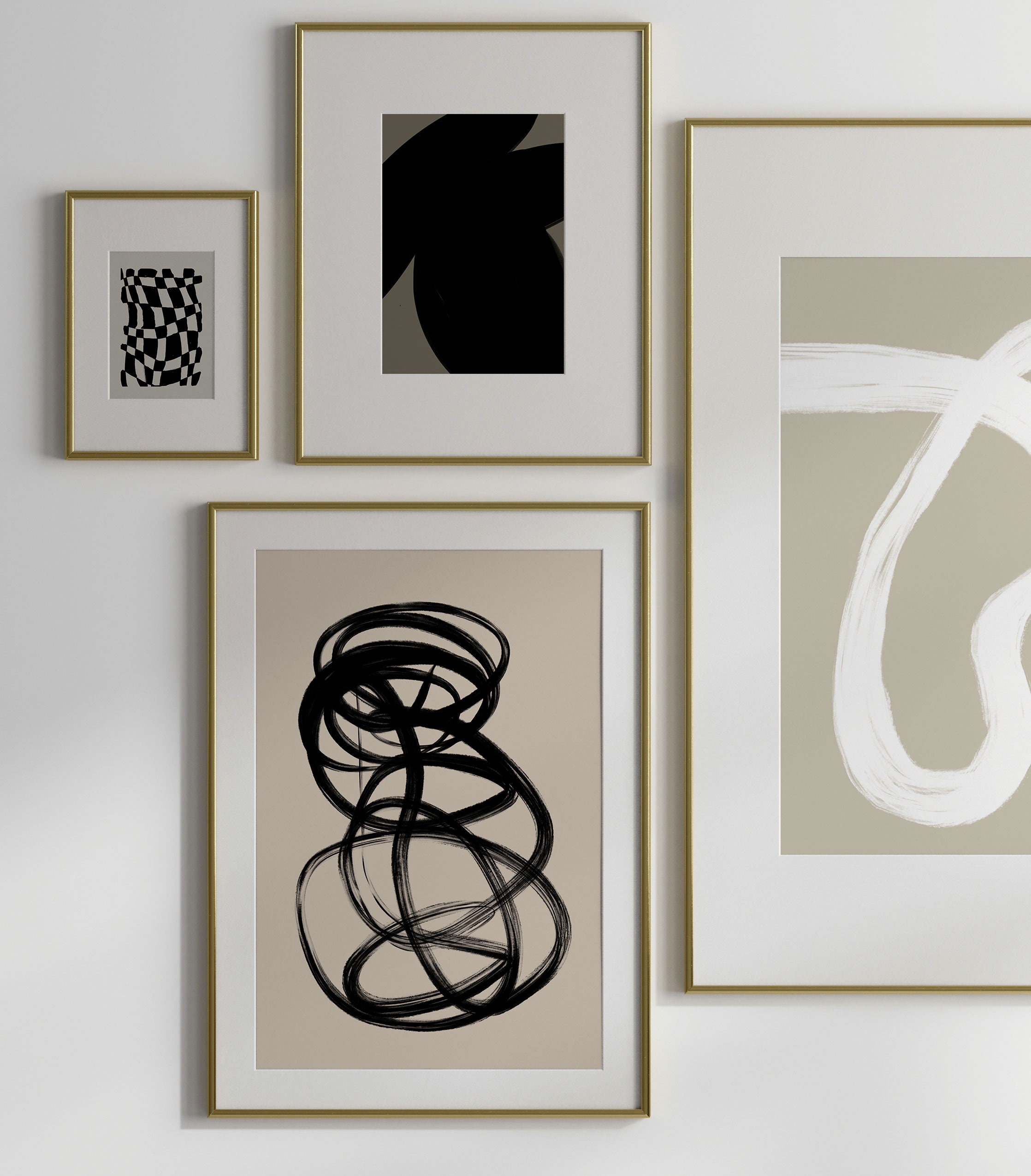 Abstract Set of 6, Modern Vintage Gallery Wall, Neutral Decor ...