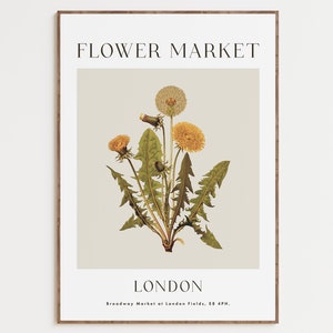 Póster del mercado de flores, cartel de la galería de Londres sobre el mercado de flores, póster vintage de flores, letrero del mercado de flores, impresión de arte floral para pared, póster vintage
