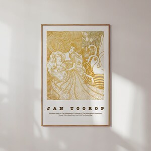 Jan Toorop Art Print, pôster de arte, pôster abstrato, impressão colorida, pôster de exposição Toorop, meados do século, pôster de arte de parede de galeria