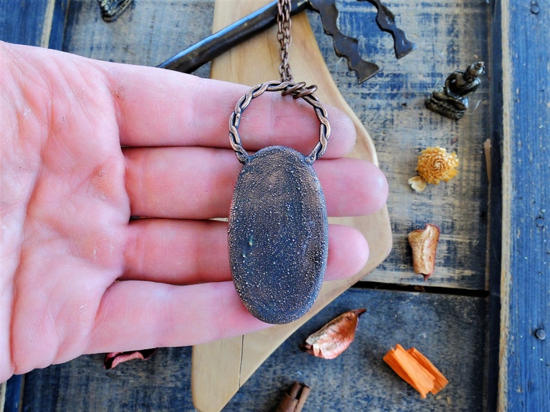 Wiccan Stone Pendant Tigers Eye Pendant Electroformed Jewelry Large Crystal Necklace Statement Witch Jewelry Bohemian Gemstone Necklace