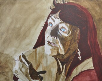 West End Girls series Lynne as St Mary Magdalene original painting by Scottish Artist John McDonald