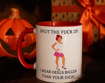 Sassy Dominatrix Coffee Mug: Bossy Woman Gift with Heels Design – Funny Relationship Humor