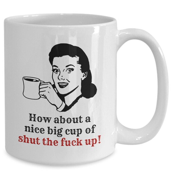 Shut The Fuck Up Mug Swearing Novelty Ceramic Coffee Tea Cup Fun Birthday Christmas Party Gift Idea For Women Rude Coffee Mug