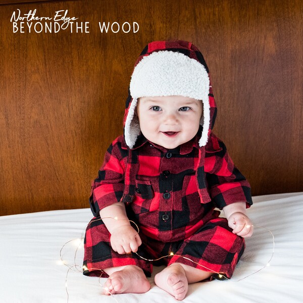 plaid baby romper, lumberjack baby, canadian baby, cute onesie, christmas onesie, baby hunter onesie, plaid baby clothes, forest baby onsie