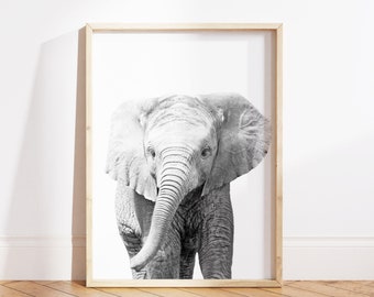 Baby Elephant Print, African Art, Safari Nursery Print, Animal Print, Boy Room Wall Art, Zoo Animal Art, Baby Shower, Printable Elephant