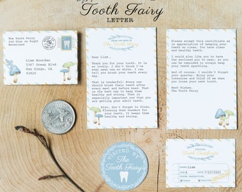 Personalize Mini Tooth Fairy Letter & Certificate, add your own text, letter from tooth fairy, diy tooth fairy note, editable stationary