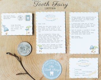 Personalize Mini Tooth Fairy Letter & Certificate, add your own text, letter from tooth fairy, diy tooth fairy note, editable stationary