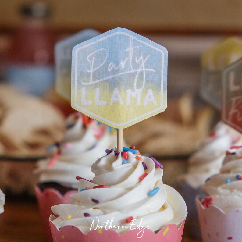Llama Printable Cupcake Toppers Cupcake Toppers Fiesta Party - Etsy
