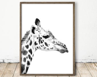 giraffe print, giraffe art, african print, african art, african decor, african wall art, zoo print, zoo animal print, printable safari art