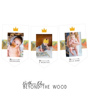 Druckbares Monat Banner, wo die wilden Dinge sind, Wild Rumpus, Wild One Banner, wo die wilden Dinge zuerst Geburtstagsbanner sind, Baby Monat Banner
