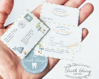 Personalize Mini Tooth Fairy Letter & Certificate, add your own text, letter from tooth fairy, diy tooth fairy note, editable stationary