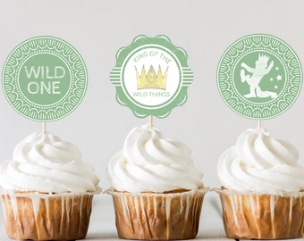 where the wild things are printable cupcake toppers, cupcake toppers, wild one party decor, first birthday, wild things printable labels