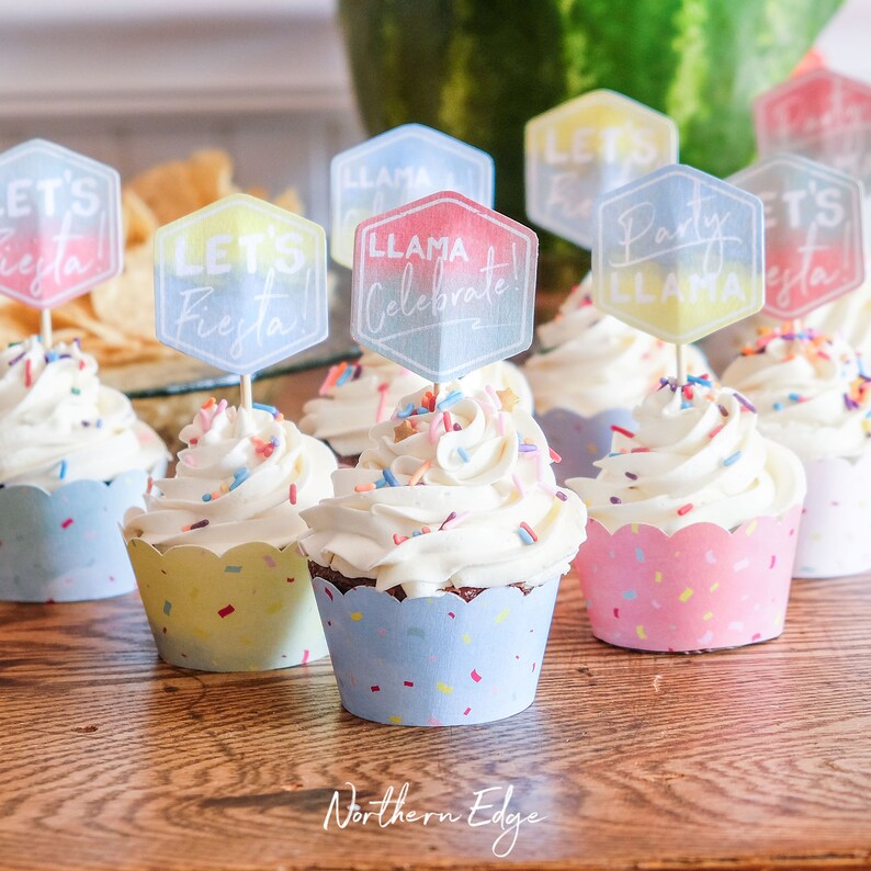 Llama Printable Cupcake Toppers Cupcake Toppers Fiesta Party - Etsy