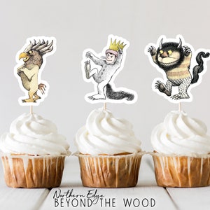 where the wild things are cupcake toppers, cupcake toppers, wild one party decor, first birthday party, wild thing party decor, wild one