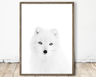 fox print, arctic fox print, arctic fox art, black white fox, bw fox print, wolf print, wolf decor, nordic print, nordic nursery print, fox