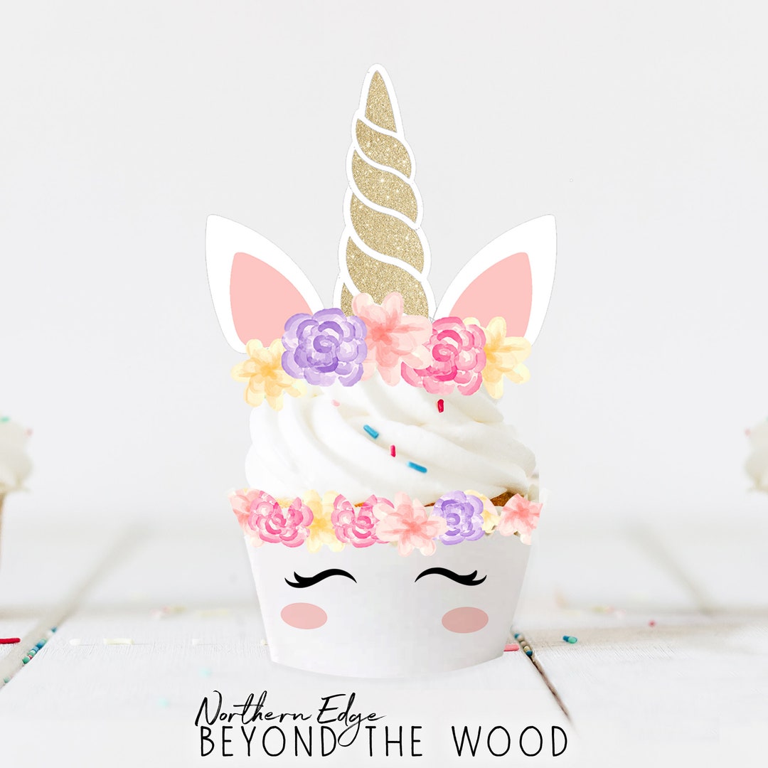 Unicorn Printable Cupcake Wraps, Unicorn Party Decor, First Birthday ...