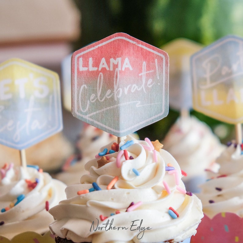 Llama Printable Cupcake Toppers Cupcake Toppers Fiesta Party - Etsy