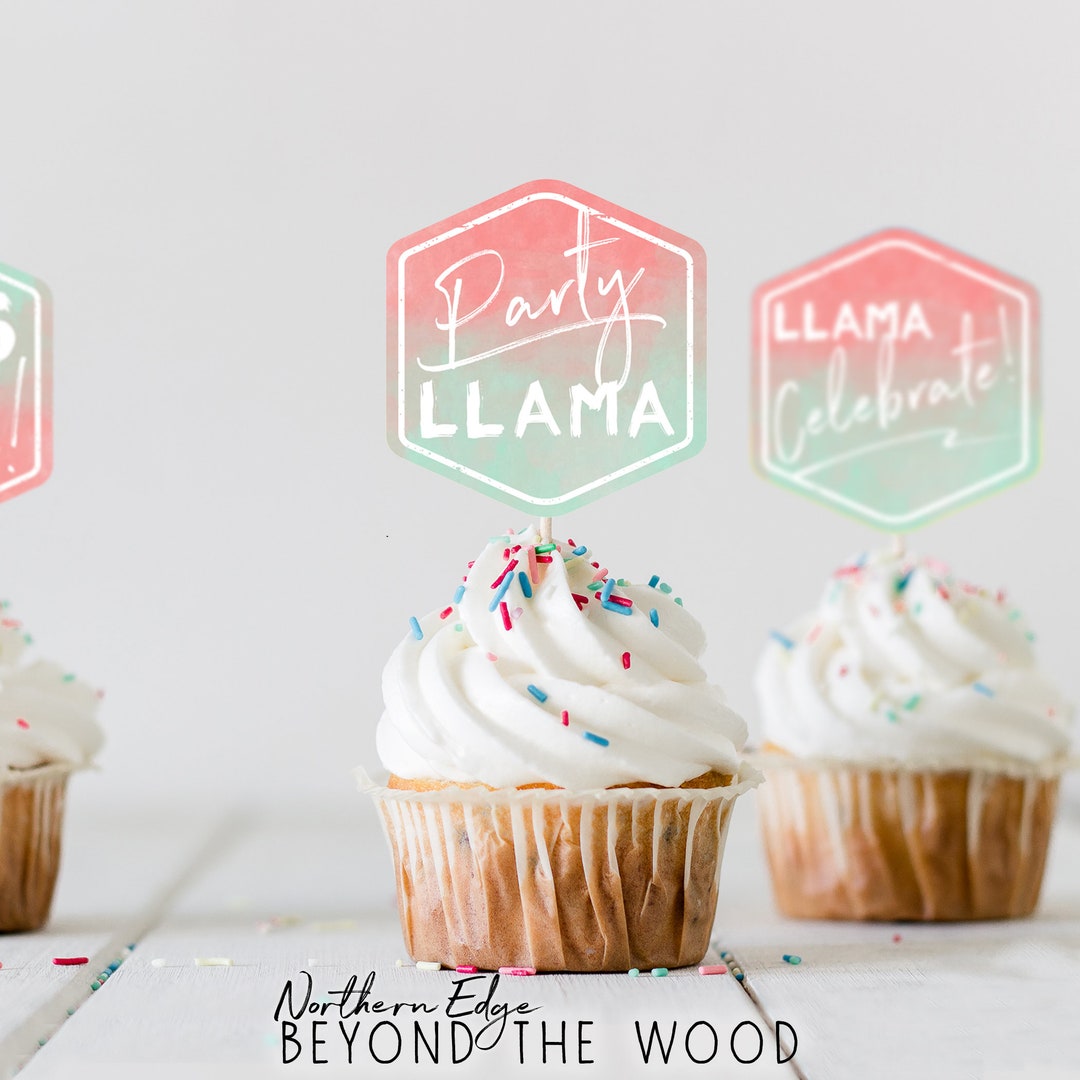 Llama Printable Cupcake Toppers, Cupcake Toppers, Fiesta Party Decor ...