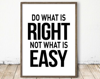 do what is right quote, nursery quote print, printable nursery art, hand lettered nursery, kids room quote, children's insertional quote