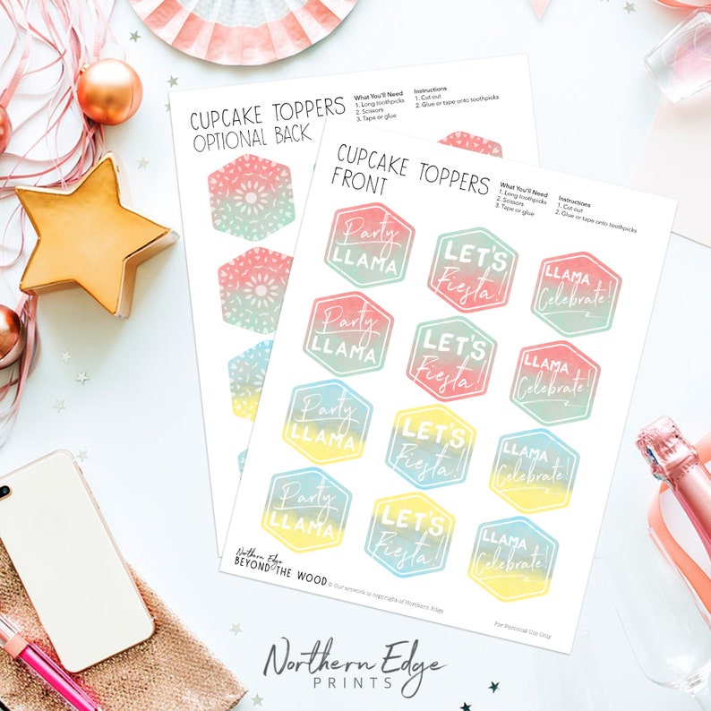 Llama Printable Cupcake Toppers Cupcake Toppers Fiesta Party - Etsy