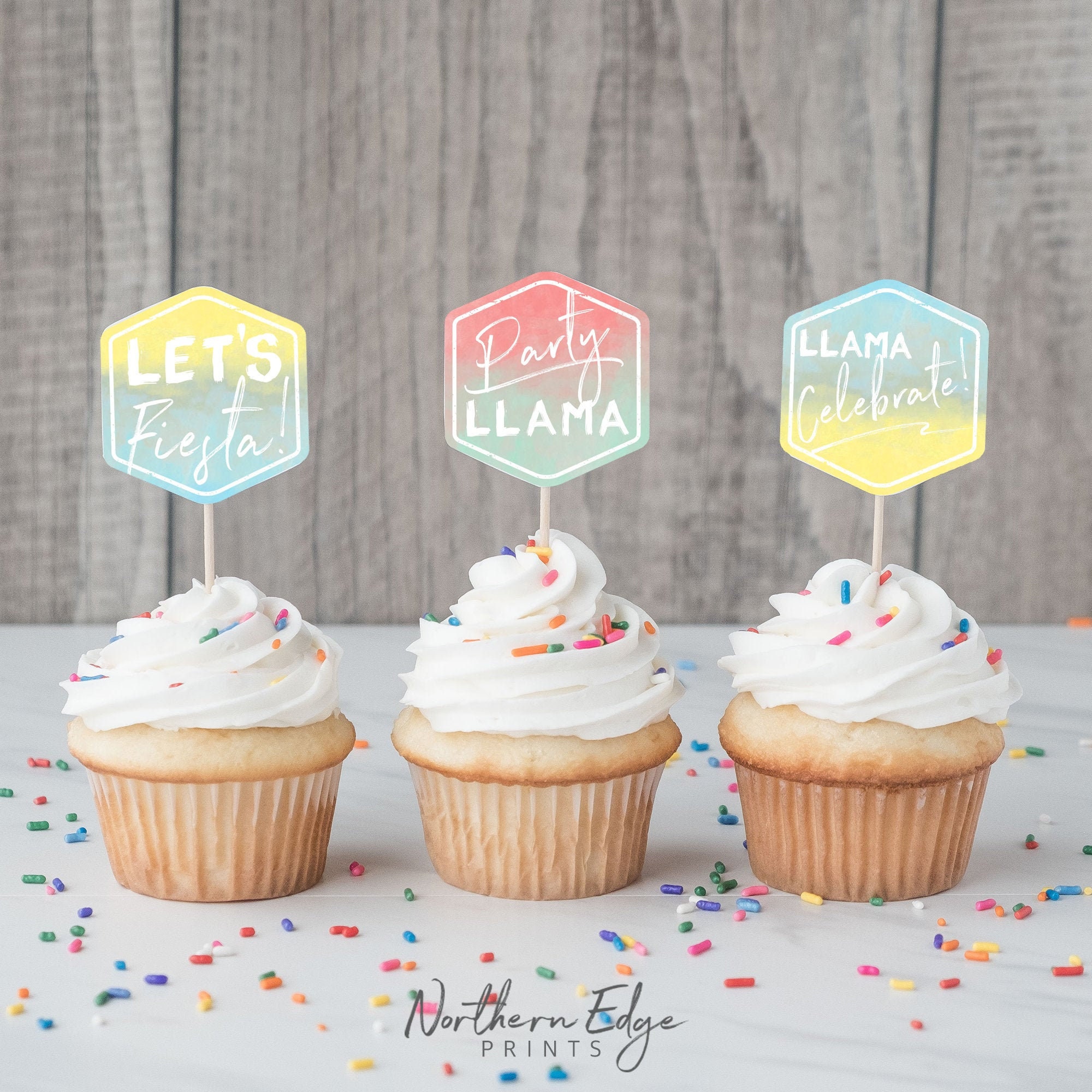 Llama printable Cupcake Toppers cupcake toppers fiesta party | Etsy