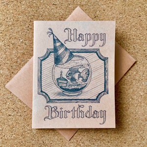 Carte d'anniversaire de bol de poisson