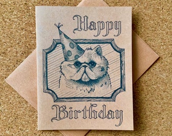 Tarjeta de cumpleaños del gato persa