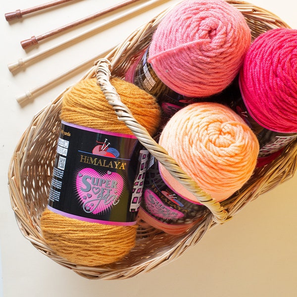 Himalaya Super Soft Yarn, 200 Gr (7 oz) fil doux, léger et durable pour tous les projets de tricot et de crochet. Fil certifié OEKO-TEX