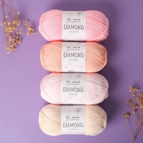 La Mia Diamond Yarn, Low-Pilling Microfiber Acrylic Yarn, 70%Acrylic, Super Soft Yarn