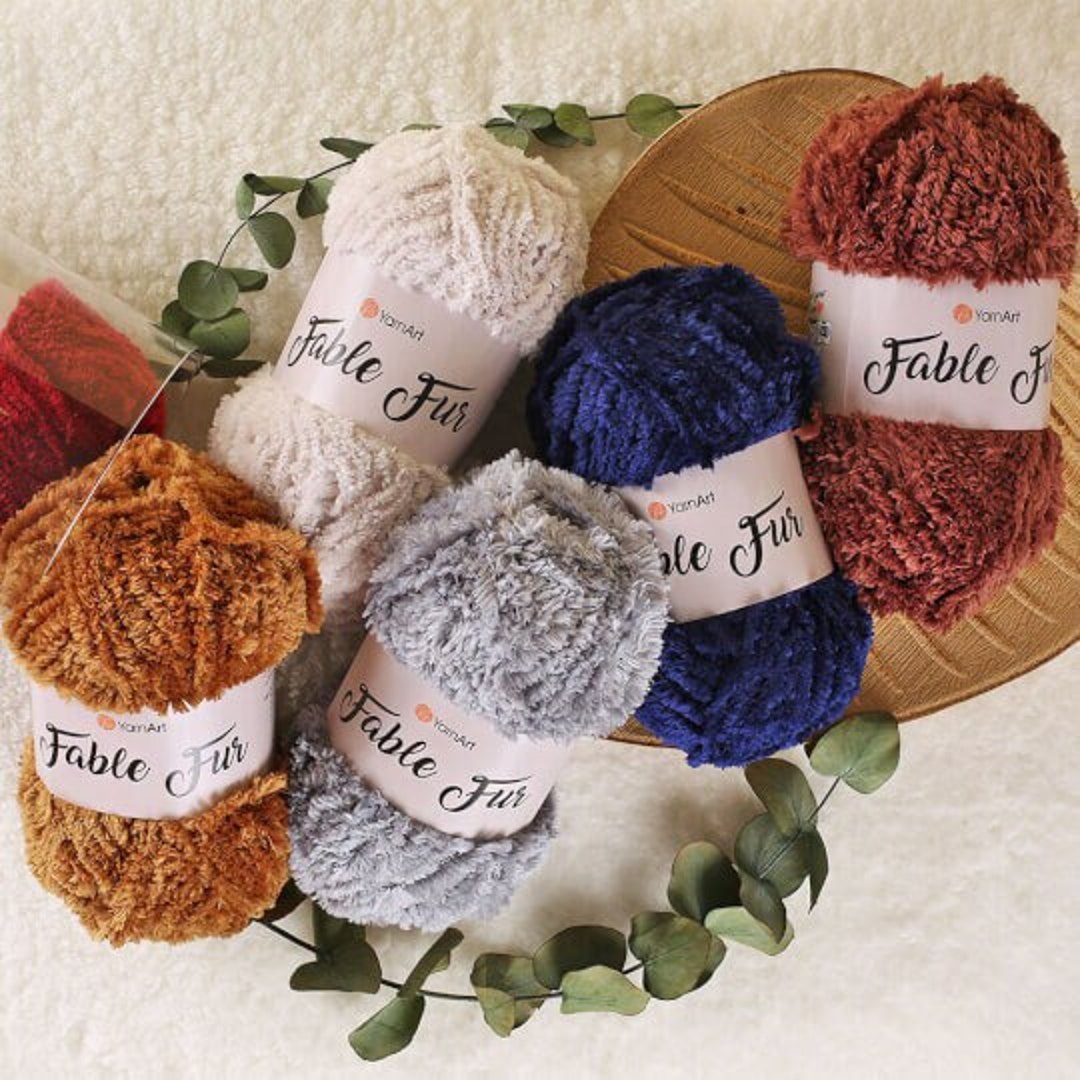 Yarnart Fable Fur Yarn, 100 Micro Polyester Yarn for Knitting and
