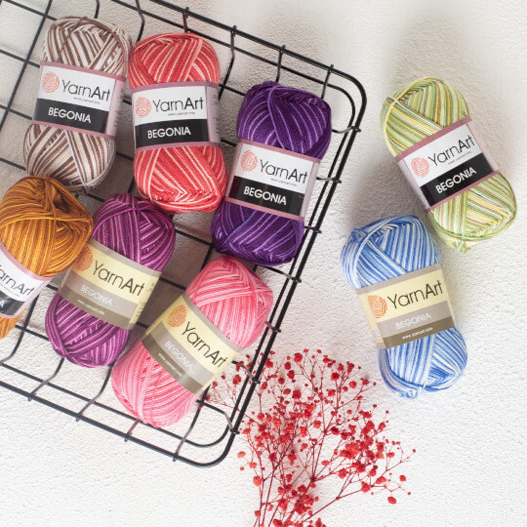 4 Balls of YarnArt Begonia Yarn Set, Mercerized Cotton Yarn, Multicolor  Crocheting Yarn, Colorful Knitting Thread, Assorted Color Yarn Set for