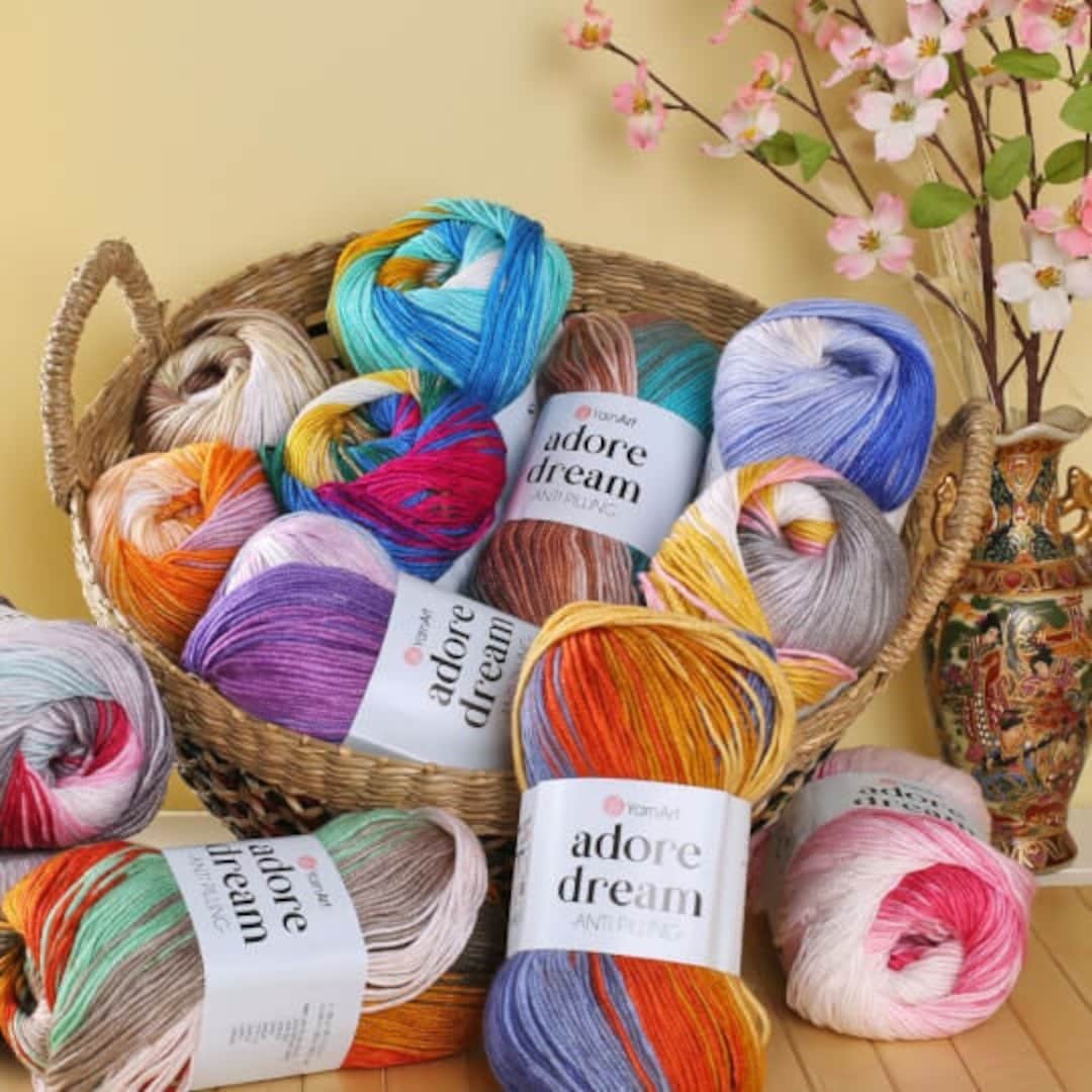 Yarnart Adore Dream Variegated Yarn, 100 Antipilling Acrylic Yarn for