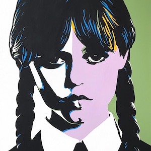 Wednesday Adams Original Art Acrylic Canvas Painting Jenna Ortega