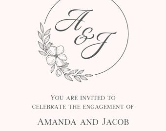 Anemone Vort Invitation Template Engagement Party Invitation Digital