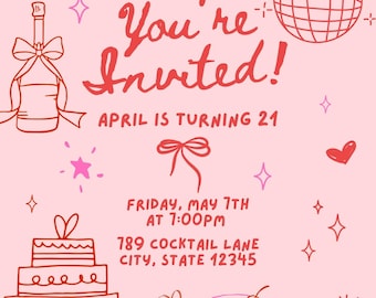 Fun 21st Birthday Invitation Template